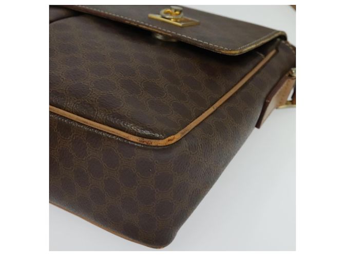 Céline Borsa a Spalla in Tela Macadam CELINE in Pelle PVC Marrone Oro Auth 132726 D'oro - vista 14