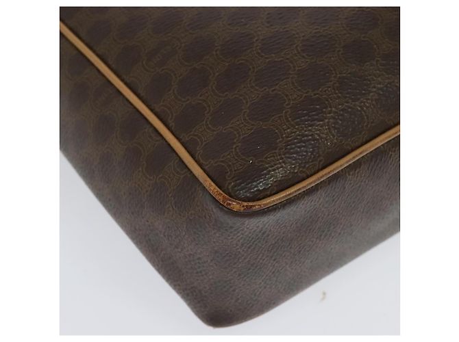 Céline Borsa a Spalla in Tela Macadam CELINE in Pelle PVC Marrone Oro Auth 132726 D'oro - vista 15