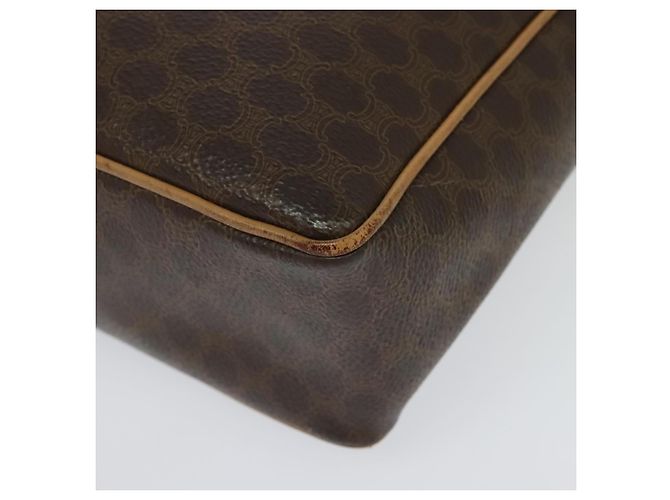 Céline Borsa a Spalla in Tela Macadam CELINE in Pelle PVC Marrone Oro Auth 132726 D'oro - vista 16