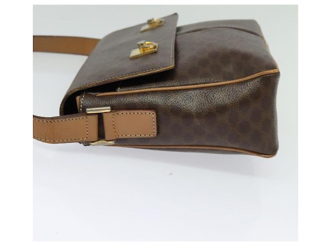 Céline Borsa a Spalla in Tela Macadam CELINE in Pelle PVC Marrone Oro Auth 132726 D'oro - vista 3