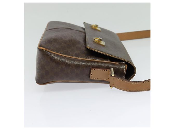 Céline Borsa a Spalla in Tela Macadam CELINE in Pelle PVC Marrone Oro Auth 132726 D'oro - vista 4