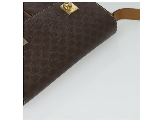 Céline Borsa a Spalla in Tela Macadam CELINE in Pelle PVC Marrone Oro Auth 132726 D'oro - vista 6
