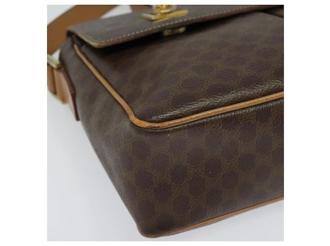 Céline Borsa a Spalla in Tela Macadam CELINE in Pelle PVC Marrone Oro Auth 132726 D'oro - vista 9