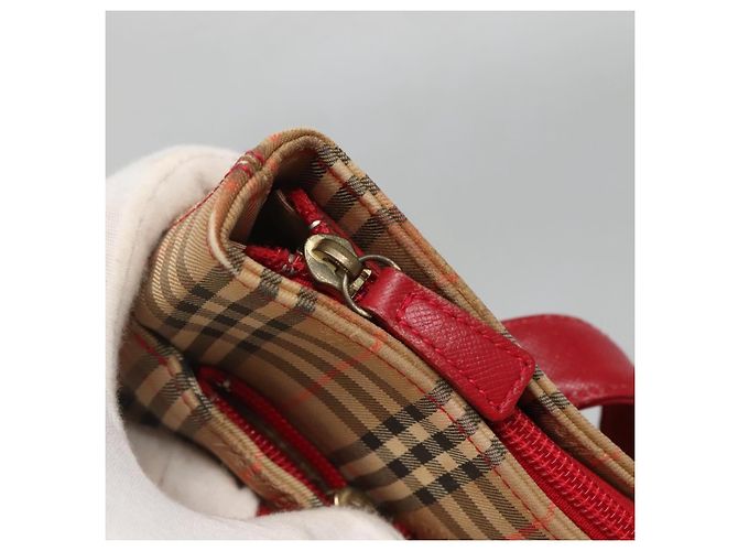 Borsa Tote Nova Check Burberry in Tela Beige Rossa Oro Auth 132521 Rosso D'oro - vista 10