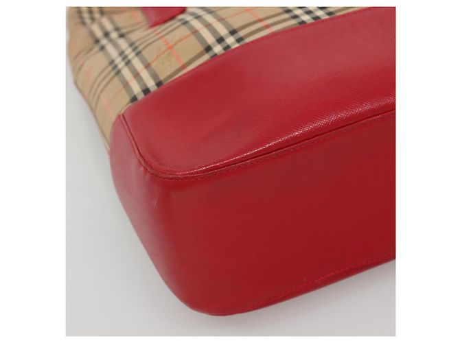 Borsa Tote Nova Check Burberry in Tela Beige Rossa Oro Auth 132521 Rosso D'oro - vista 14