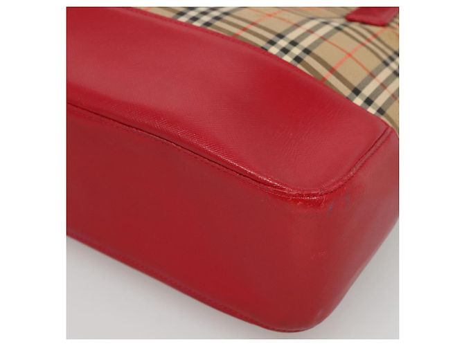 Borsa Tote Nova Check Burberry in Tela Beige Rossa Oro Auth 132521 Rosso D'oro - vista 15