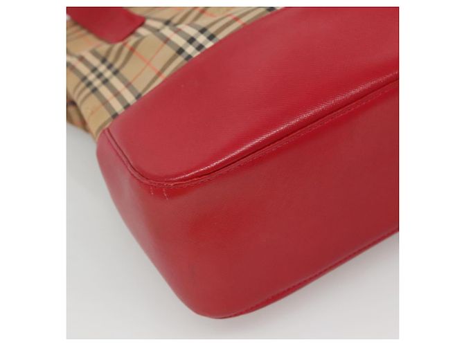 Borsa Tote Nova Check Burberry in Tela Beige Rossa Oro Auth 132521 Rosso D'oro - vista 16