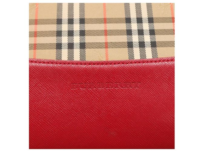 Borsa Tote Nova Check Burberry in Tela Beige Rossa Oro Auth 132521 Rosso D'oro - vista 17