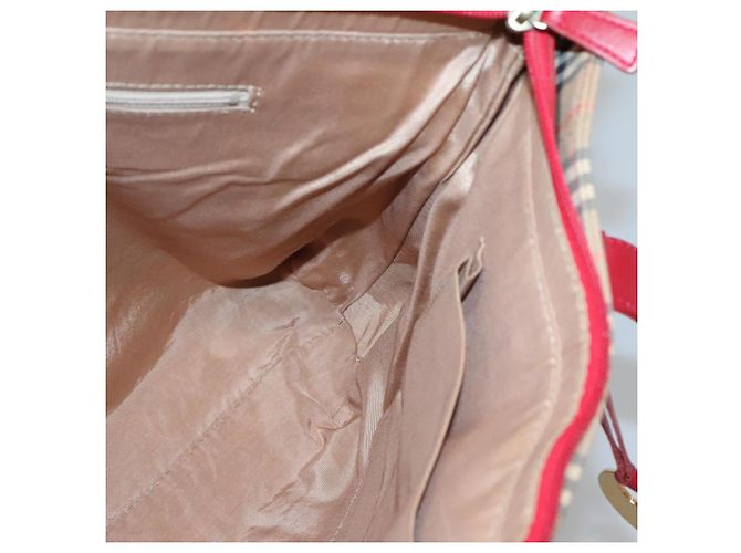 Borsa Tote Nova Check Burberry in Tela Beige Rossa Oro Auth 132521 Rosso D'oro - vista 19