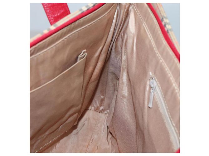 Borsa Tote Nova Check Burberry in Tela Beige Rossa Oro Auth 132521 Rosso D'oro - vista 20
