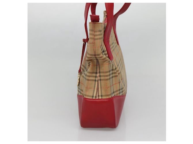 Borsa Tote Nova Check Burberry in Tela Beige Rossa Oro Auth 132521 Rosso D'oro - vista 4