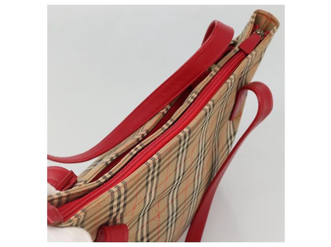 Borsa Tote Nova Check Burberry in Tela Beige Rossa Oro Auth 132521 Rosso D'oro - vista 6