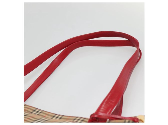 Borsa Tote Nova Check Burberry in Tela Beige Rossa Oro Auth 132521 Rosso D'oro - vista 8