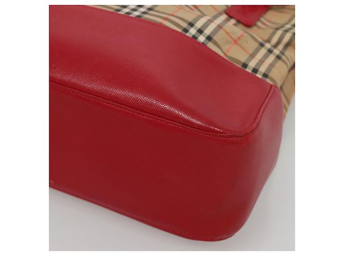 Borsa Tote Nova Check Burberry in Tela Beige Rossa Oro Auth 132521 Rosso D'oro - vista 9