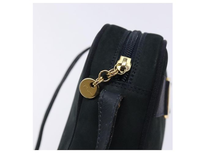 Borsa a Spalla Vala in Camoscio Blu Navy e Oro Auth BA4188 di Salvatore Ferragamo D'oro - vista 16