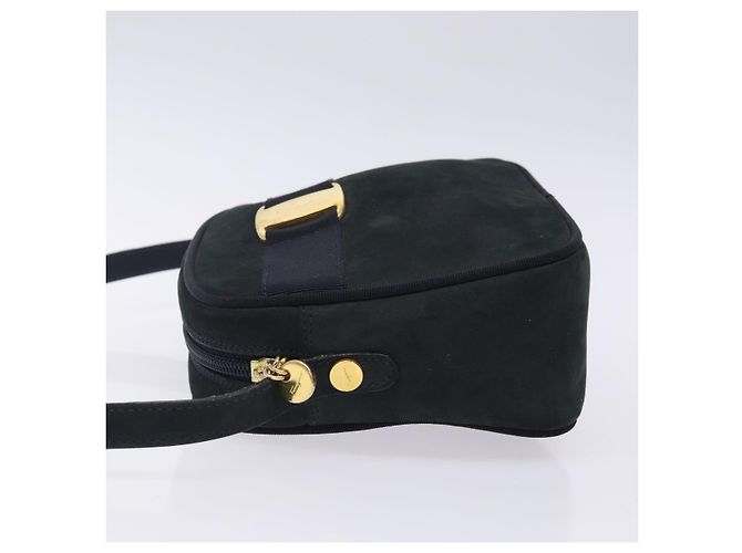 Borsa a Spalla Vala in Camoscio Blu Navy e Oro Auth BA4188 di Salvatore Ferragamo D'oro - vista 5