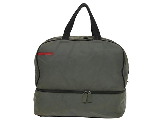 Borsa sportiva Boston in nylon grigio argento di PRADA Auth bs27925 Marrone - vista 13
