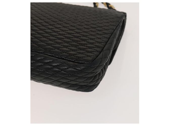 BALLY Bolsa de Ombro com Corrente Couro Preto Dourado Auth 133026 - vista 15
