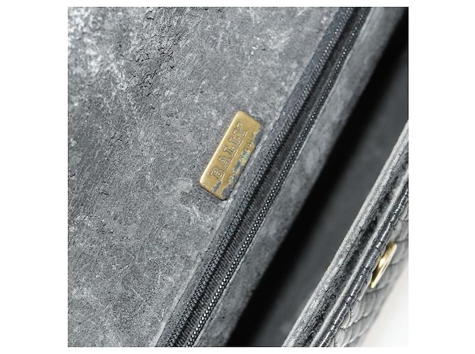 BALLY Bolsa de Ombro com Corrente Couro Preto Dourado Auth 133026 - vista 18