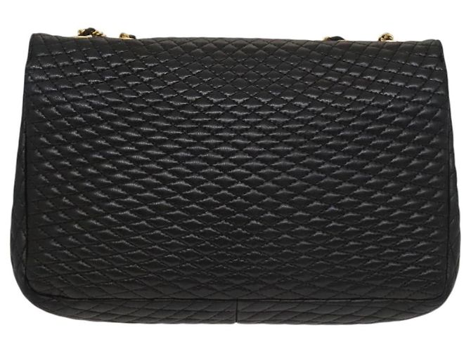 BALLY Bolsa de Ombro com Corrente Couro Preto Dourado Auth 133026 - vista 2