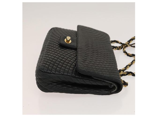 BALLY Bolsa de Ombro com Corrente Couro Preto Dourado Auth 133026 - vista 3