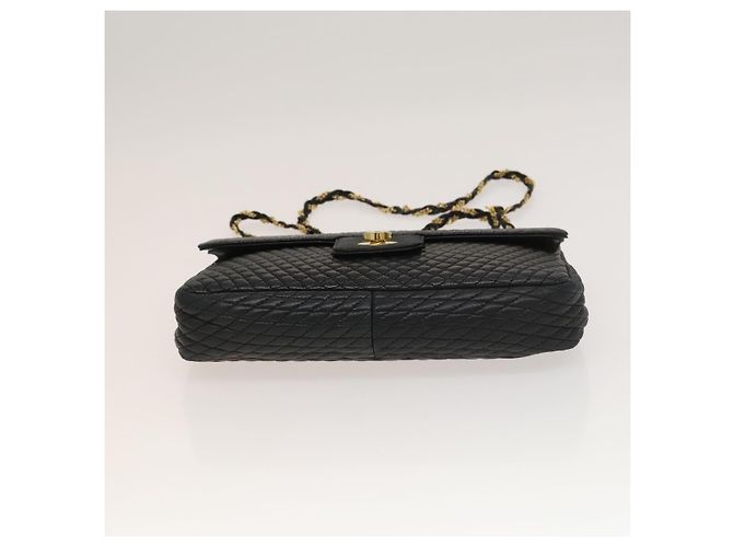 BALLY Bolsa de Ombro com Corrente Couro Preto Dourado Auth 133026 - vista 5