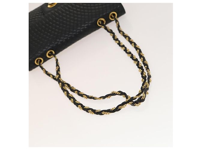 BALLY Bolsa de Ombro com Corrente Couro Preto Dourado Auth 133026 - vista 7