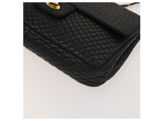 BALLY Bolsa de Ombro com Corrente Couro Preto Dourado Auth 133026 - vista 9
