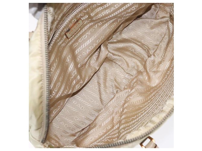 PRADA Borsa a mano in nylon beige oro Auth 132576 D'oro - vista 11