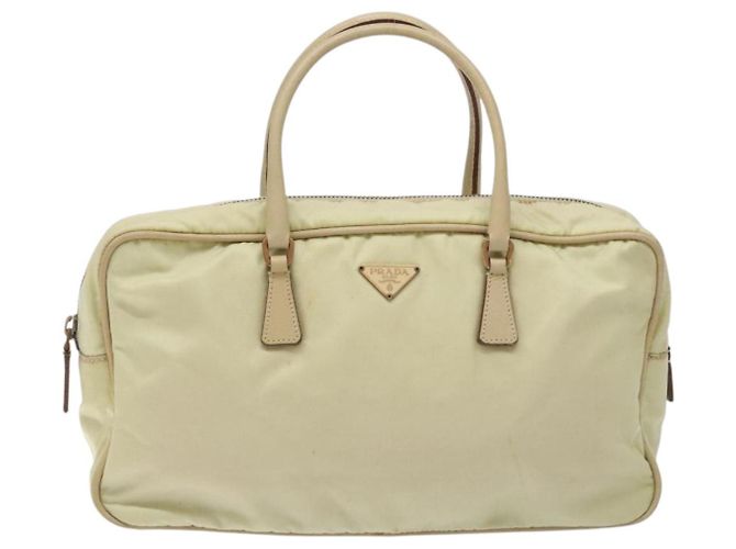 PRADA Borsa a mano in nylon beige oro Auth 132576 D'oro - vista 13