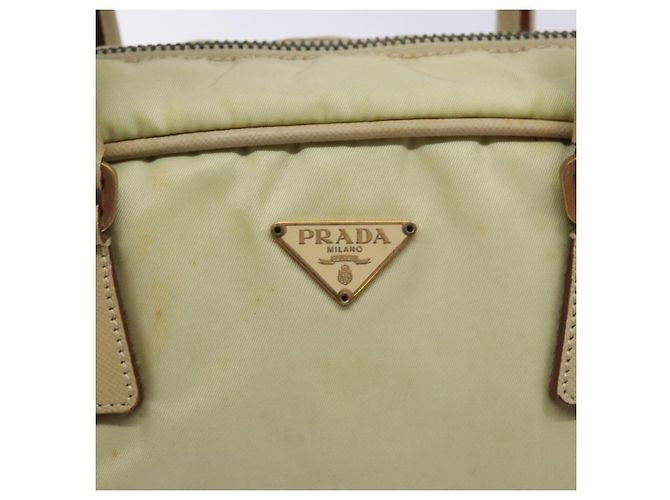 PRADA Borsa a mano in nylon beige oro Auth 132576 D'oro - vista 17
