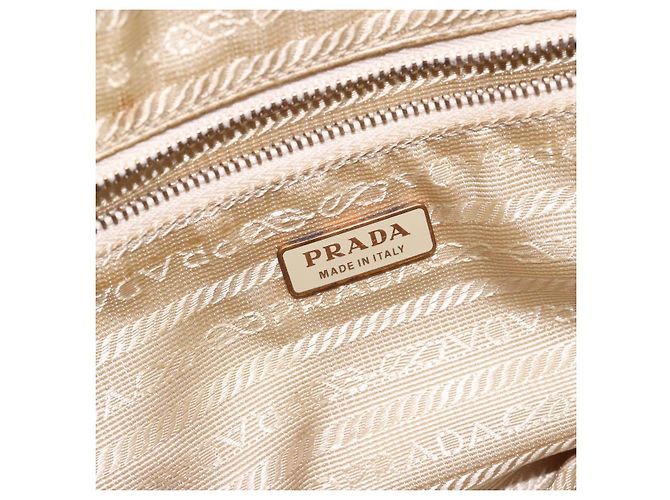 PRADA Borsa a mano in nylon beige oro Auth 132576 D'oro - vista 18