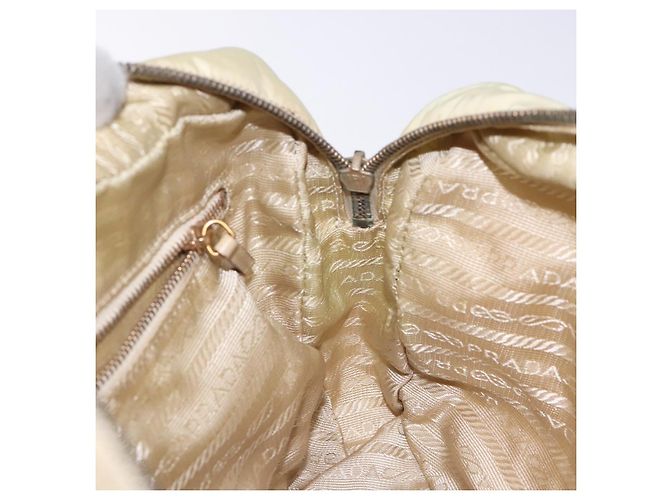 PRADA Borsa a mano in nylon beige oro Auth 132576 D'oro - vista 19