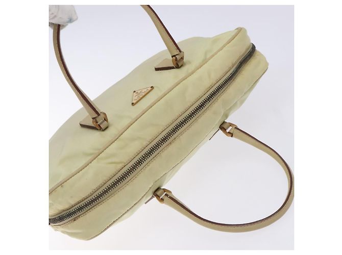 PRADA Borsa a mano in nylon beige oro Auth 132576 D'oro - vista 6