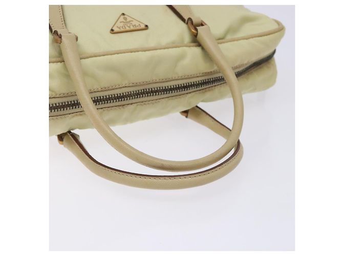 PRADA Borsa a mano in nylon beige oro Auth 132576 D'oro - vista 7