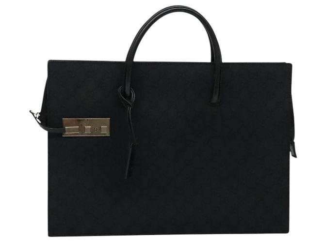 Borsa a mano in tela GG Gucci Nera Argento 015 3708 Auth ep9732 Nero - vista 2