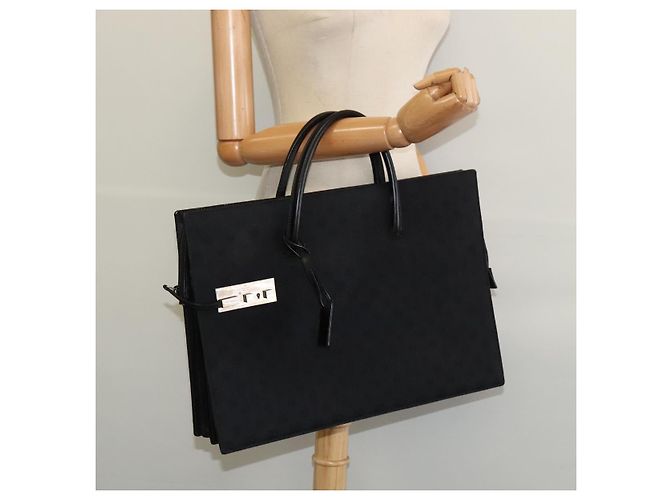 Borsa a mano in tela GG Gucci Nera Argento 015 3708 Auth ep9732 Nero - vista 22