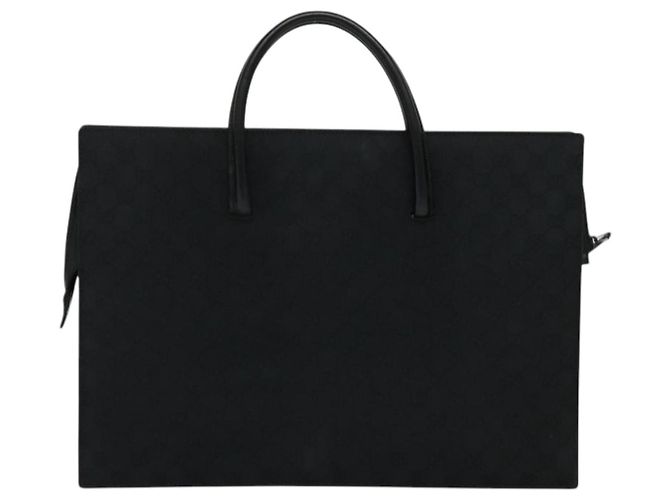 Borsa a mano in tela GG Gucci Nera Argento 015 3708 Auth ep9732 Nero - vista 3