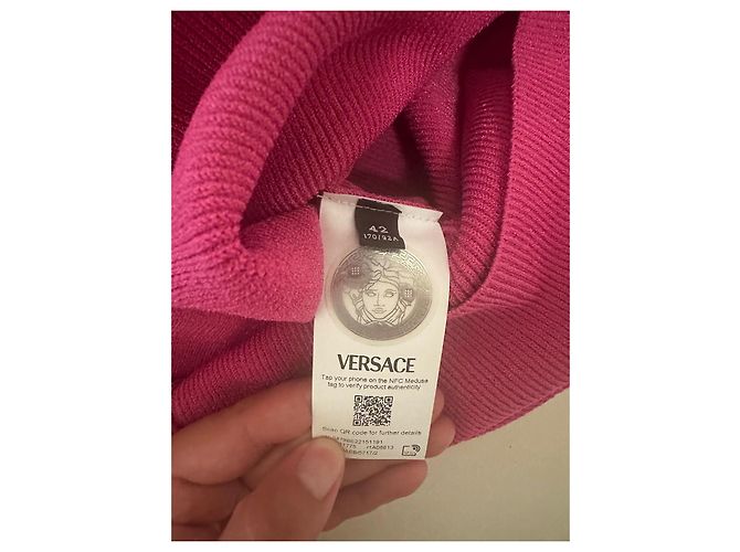 Versace Medusa Rosa Strick Mini Kleid Pink Golden Fuschia - Ansicht 9