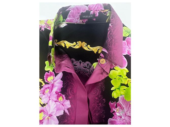 Camisa de seda Medusa Orchid de Versace Negro Rosa Multicolor - vista 9