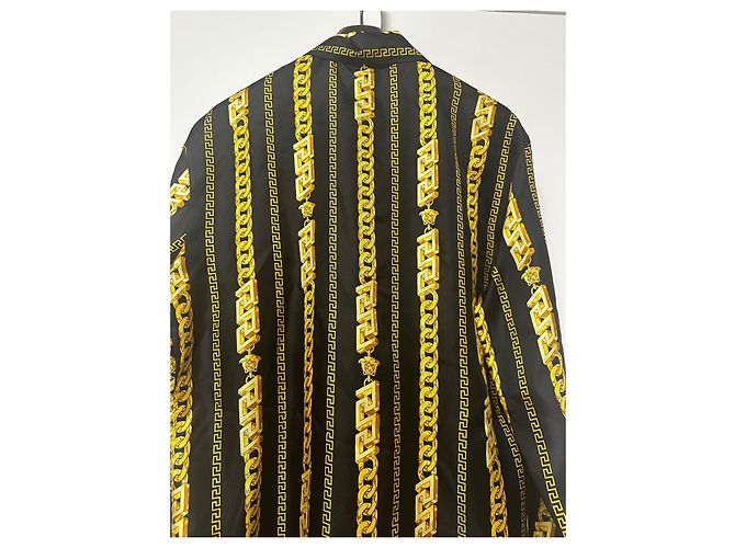 Versace Seidenhemd mit Kette Schwarz Gelb - Ansicht 10