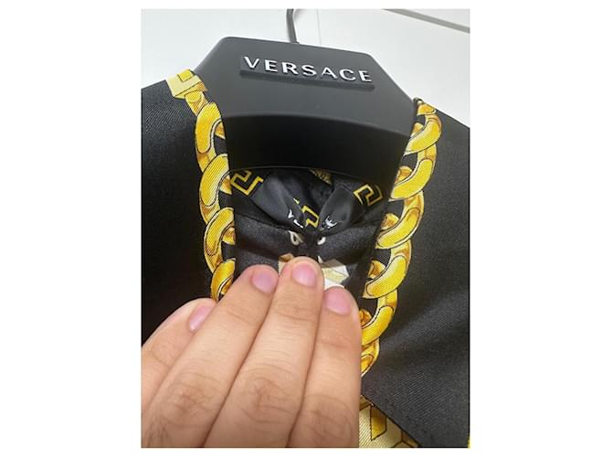 Versace Seidenhemd mit Kette Schwarz Gelb - Ansicht 5
