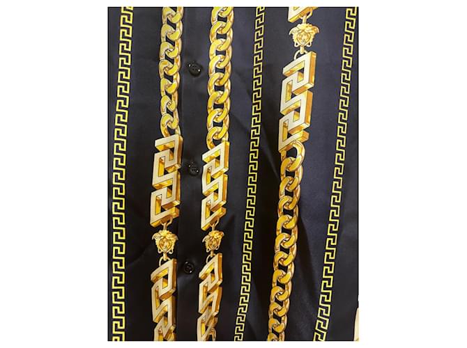 Versace Seidenhemd mit Kette Schwarz Gelb - Ansicht 8