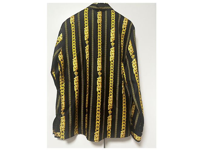 Versace Seidenhemd mit Kette Schwarz Gelb - Ansicht 9