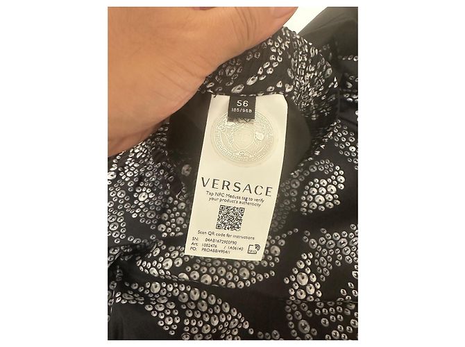 Pantaloni corti in seta Trompe L’Oeil Versace Nero Bianco - vista 4