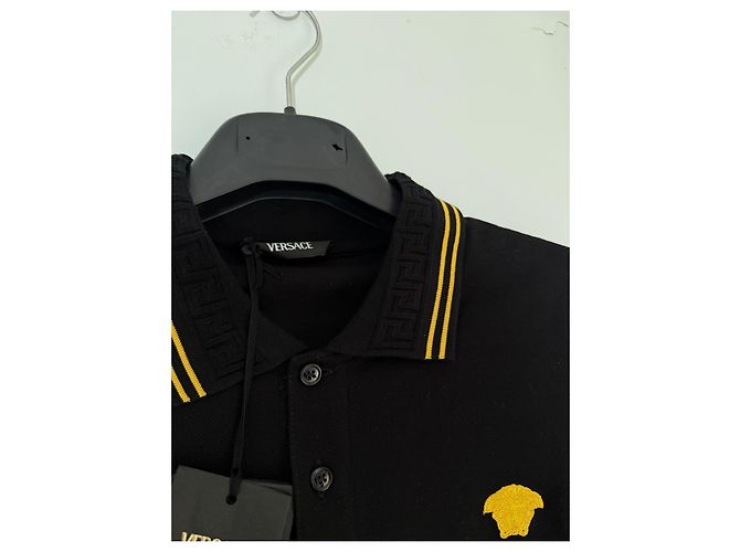 Camisa Polo Medusa Versace Negro Amarillo - vista 2