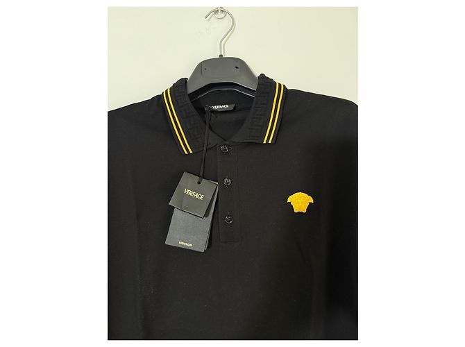 Camisa Polo Medusa Versace Negro Amarillo - vista 3