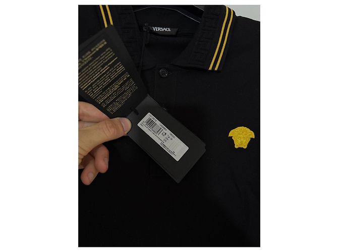 Camisa Polo Medusa Versace Negro Amarillo - vista 6