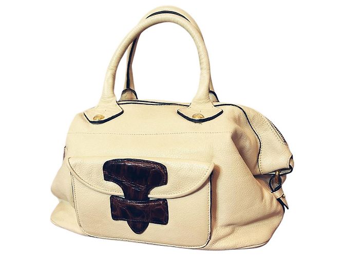 Borsa Loewe May Sand e Marrone Scuro in Vitello Sabbia - vista 2