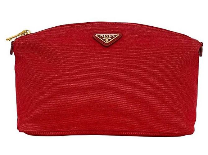Pochette Prada Canapa Rossa in Tela e Pelle Rosso - vista 2